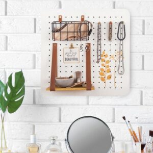 Pegboard en bois et accessoires - 40 x 40 cm - 11 pcs