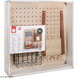 Pegboard en bois et accessoires - 40 x 40 cm - 11 pcs tendances DIY